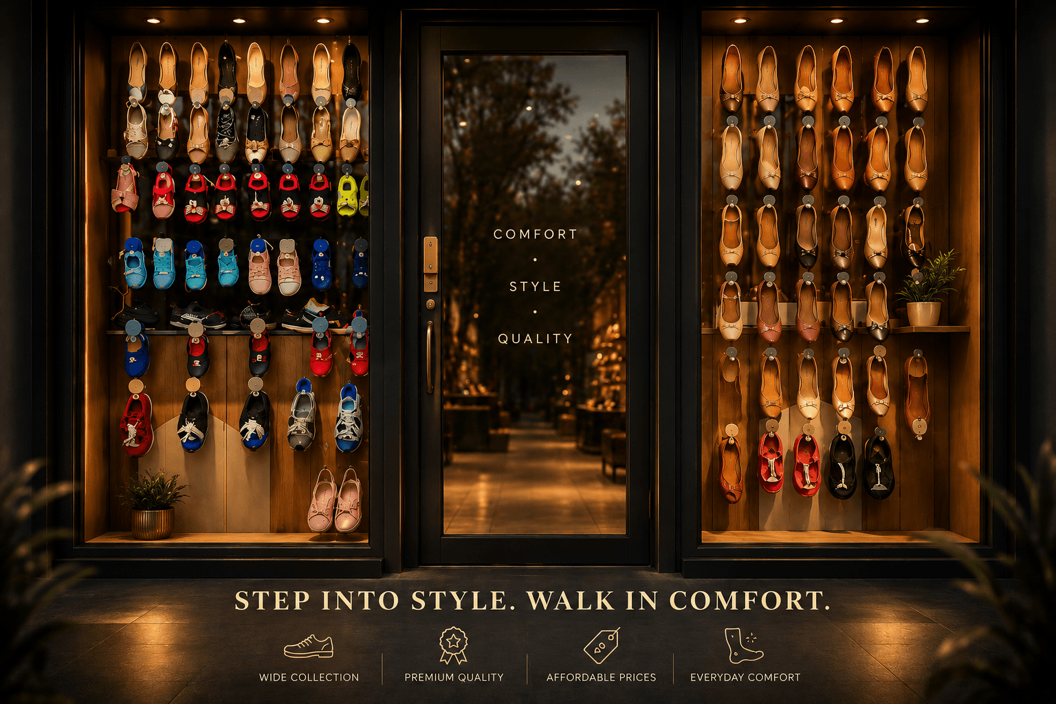 Welcoming footwear store showroom display